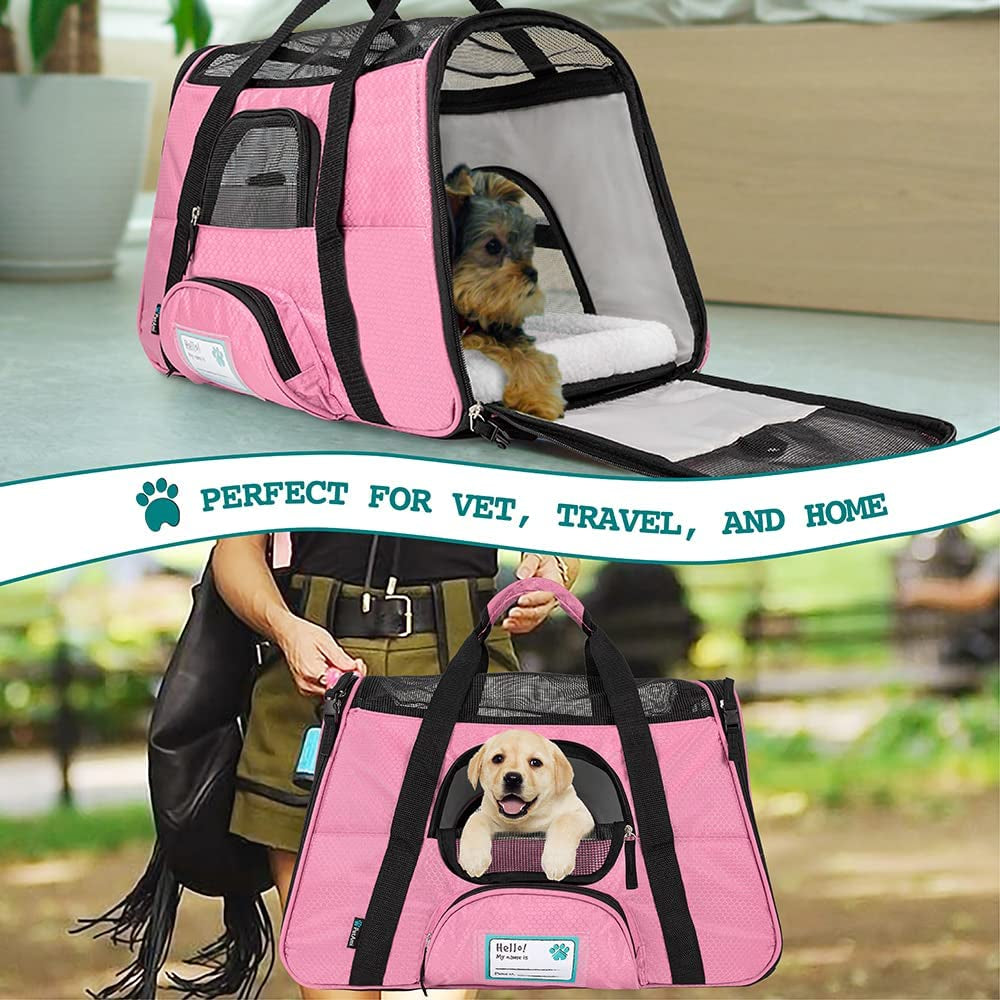 PetAmi Airline Approved Pet Carrier Bag – Soft Sided Cat Carrier for Small Dogs, Puppies, Cats, Rabbits | TSA Approved Travel Tote with Sherpa Bed, Collapsible Bowl, Reflective Trim, Fits Under Seat